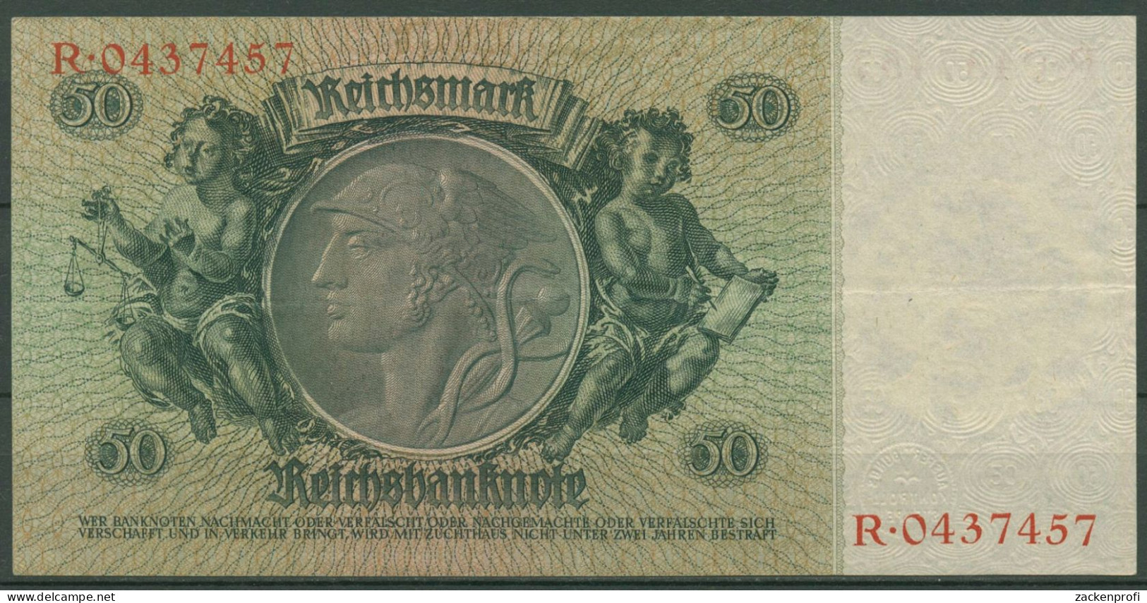 Dt. Reich 50 Reichsmark 1933 Serie Z/R, Ro 175 A Leicht Gebraucht (K1016) - 50 Reichsmark