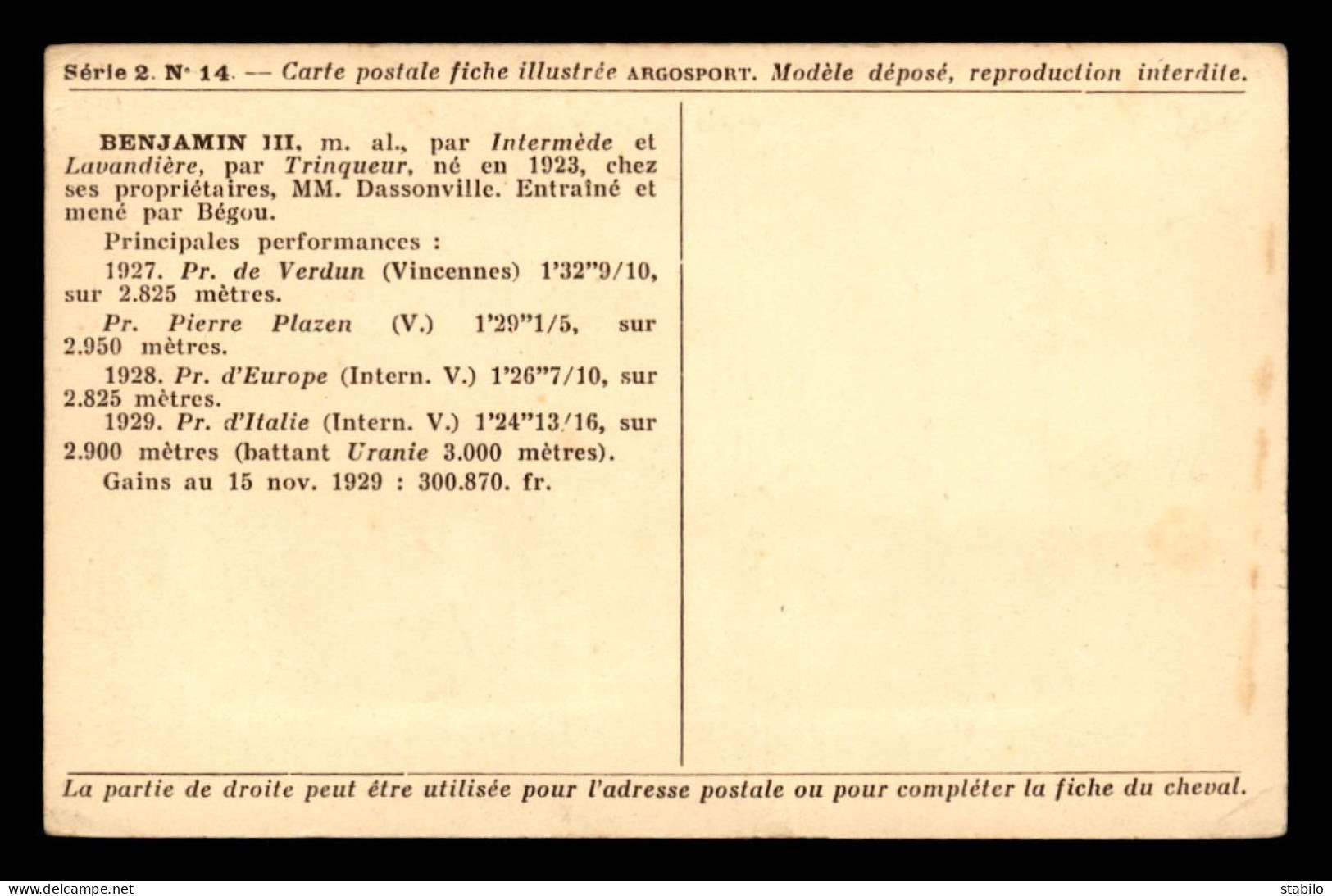 SPORTS - HIPPISME - PRIX DE SOISSONS A VINCENNES EN 1929 - BENJAMIN III DEVANT BRIDGE - Paardensport