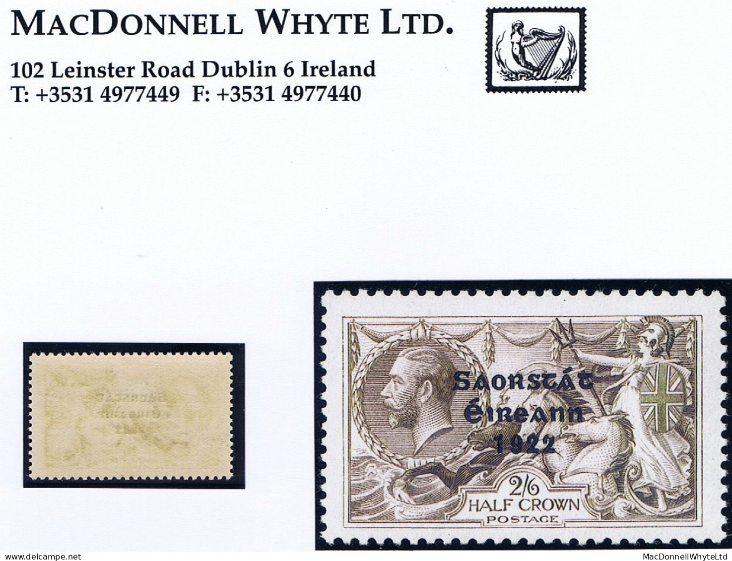 Ireland 1922-23 Thom Saorstát 3-line Overprint On 2/6d Brown Fresh Lightly Hinged Mint - Nuovi