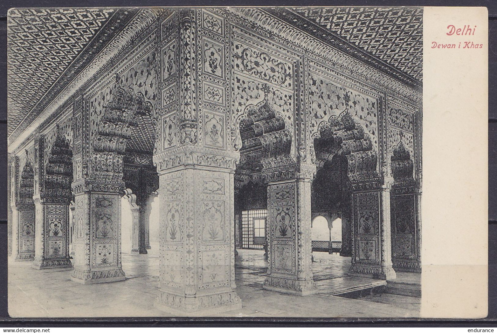 Inde - CP Delhi Dewan I Khas Affr. 1a Càpt Hôtel "MAIDENS HOTEL /29 DE 1908/ DELHI Pour PARIS (carte De Vœux) - 1902-11  Edward VII