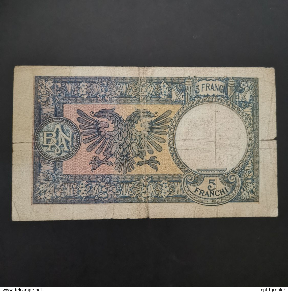 BILLET 5 FRANGA 1939 ALBANIE / ALBANIA BANKNOTE - Albanie