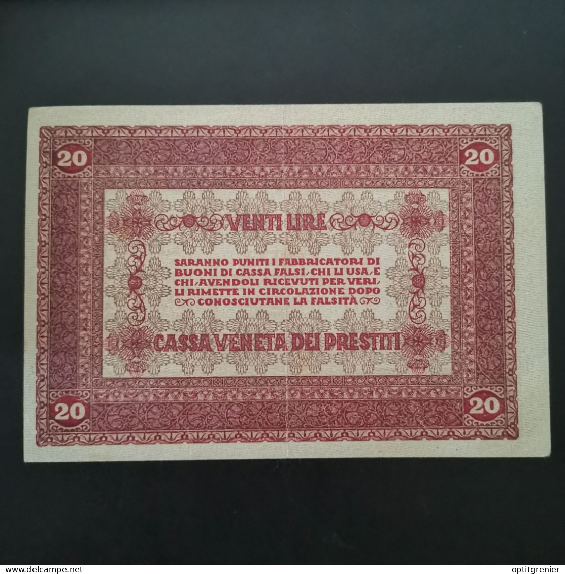 BILLET 20 LIRE 1918 CPV OCCUPATION AUTRICHIENNE DE LA VENETIE ITALIE / ITALIA BANKNOTE - Collections