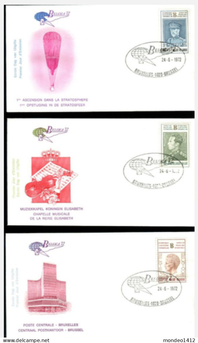 FDC 1627/1635 - Belgica '72 - Stempel Bruxelles 1020 Brussel 24-6-1972 - 1971-1980