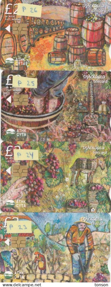 Cyprus, CYP-P-23 - 26, 0405PT - 0705PT, 4 Card Puzzle, Cyprus And Wine, Only 2000 Issued, 2 Scans. - Cyprus