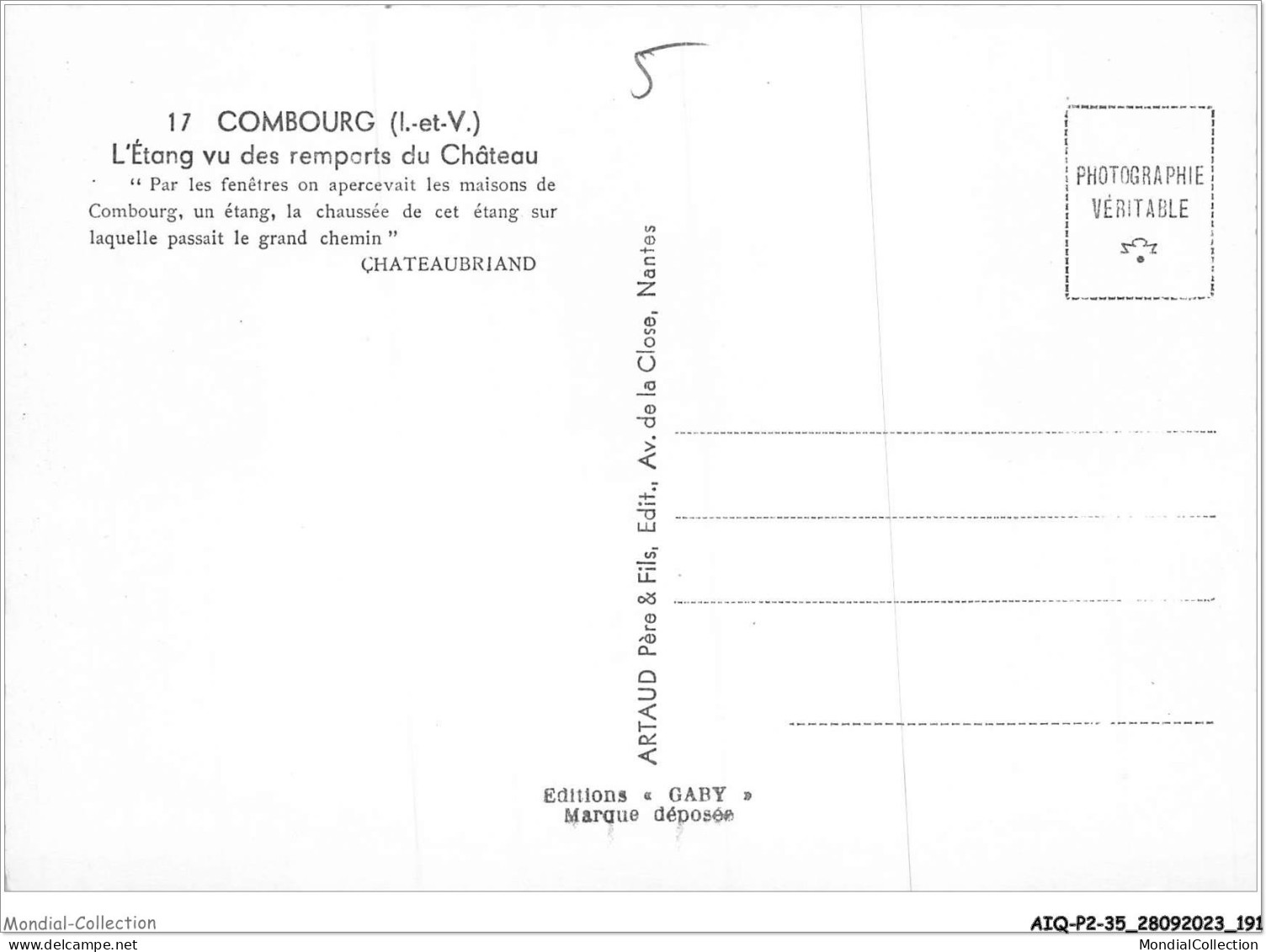 AIQP2-35-0239 - COMBOURG - I Et V - L'étang Vu Des Remparts Du Château  - Combourg