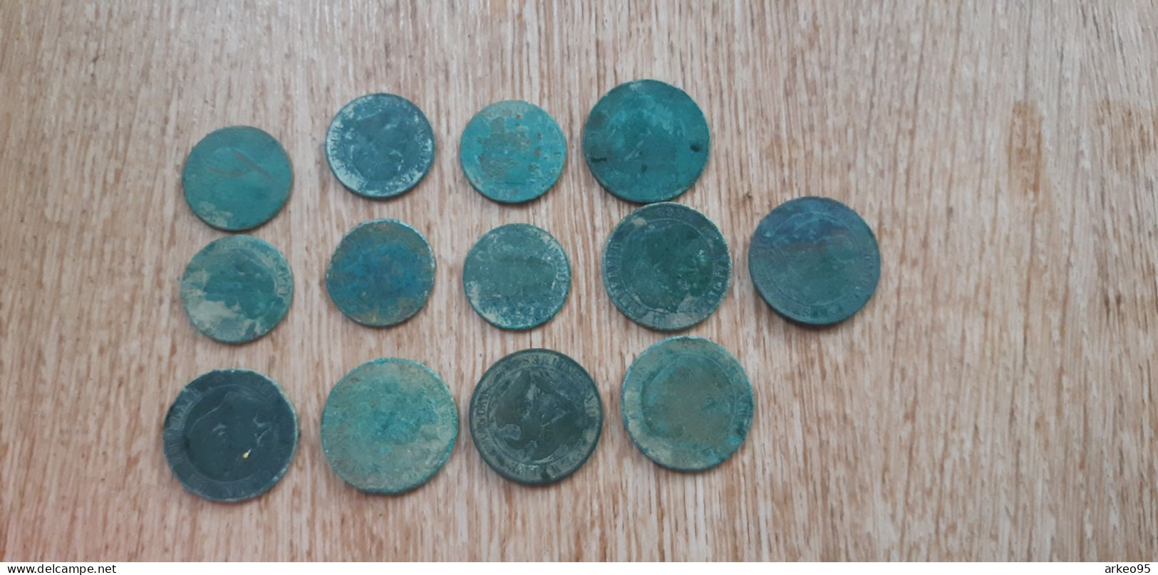 Lot De 13 Monnaies De Napoléon III : 7 De 10 Centimes, 6 De 5 Centimes, à Nettoyer - Sonstige & Ohne Zuordnung