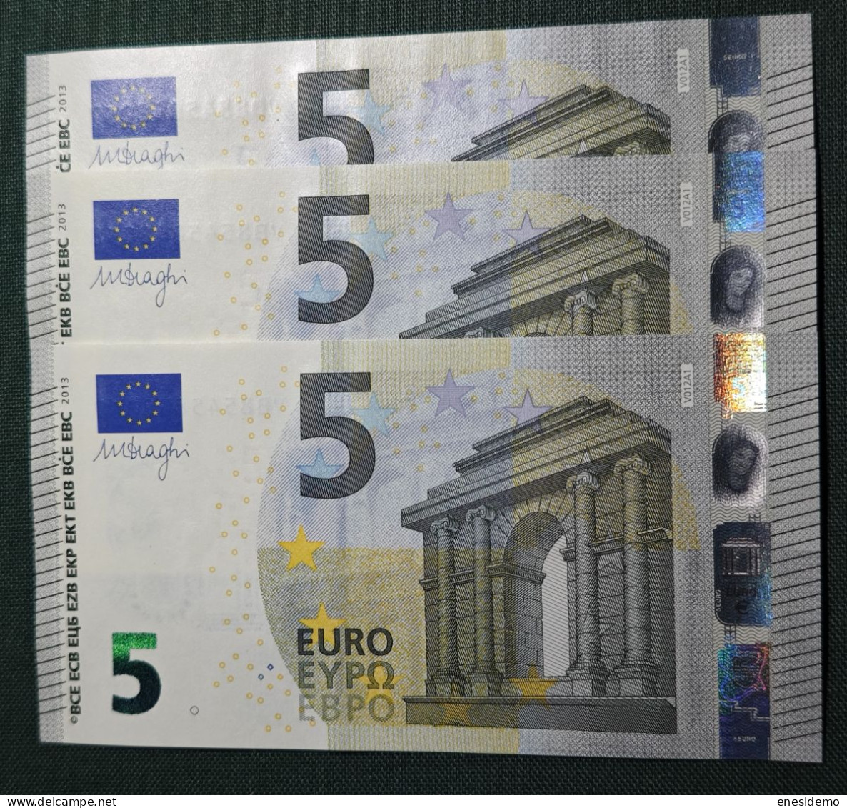 5 EURO SPAIN 2013 DRAGHI V012A1 VB CORRELATIVE TRIO FIRST POSITION SC FDS UNCIRCULATED  PERFECT - 5 Euro