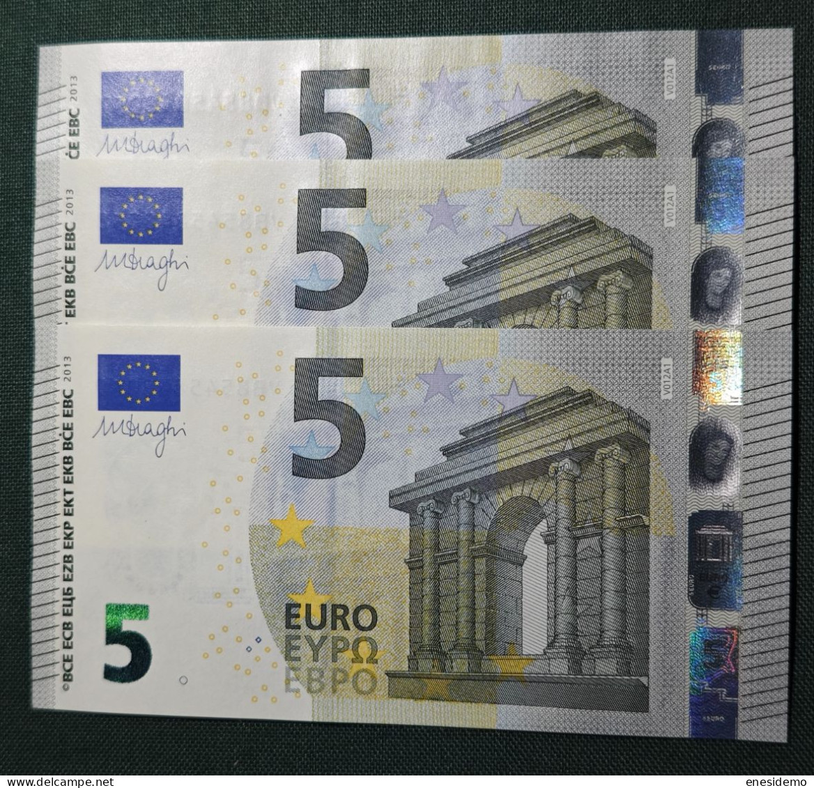 5 EURO SPAIN 2013 DRAGHI V012A1 VB CORRELATIVE TRIO FIRST POSITION SC FDS UNCIRCULATED  PERFECT - 5 Euro