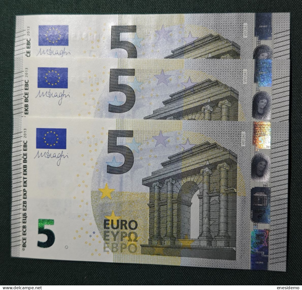 5 EURO SPAIN 2013 DRAGHI V012A1 VB CORRELATIVE TRIO FIRST POSITION SC FDS UNCIRCULATED  PERFECT