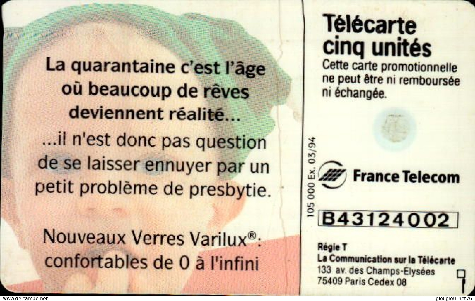 TELECARTE CINQ...VERRES VARILUX - 5 Eenheden