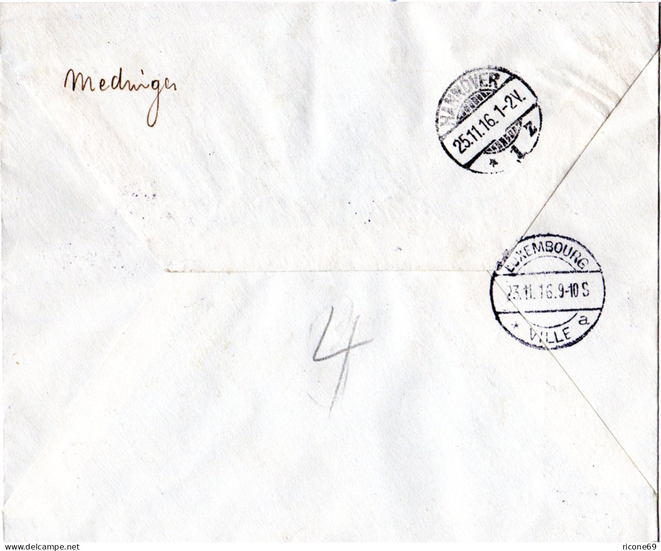 Luxemburg 1916, 2 Überdruck Marken Auf Einschreiben Express Brief V. Dommeldange - Sonstige & Ohne Zuordnung