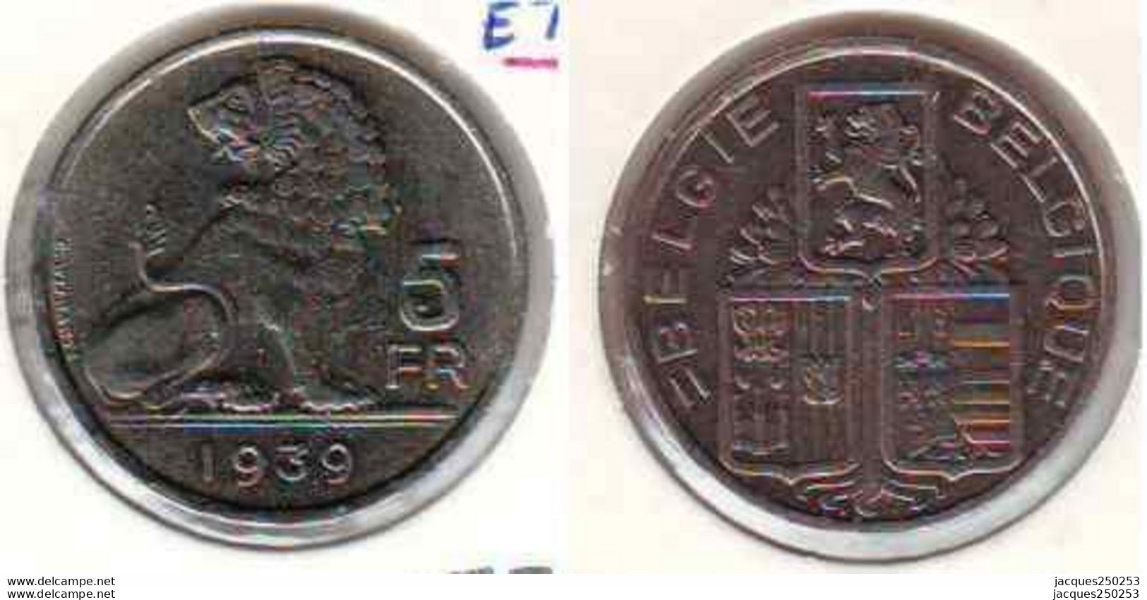 2 X 5 Francs Léopold 3 1939 FL/FR  P0S B ET POS. A - 5 Francs