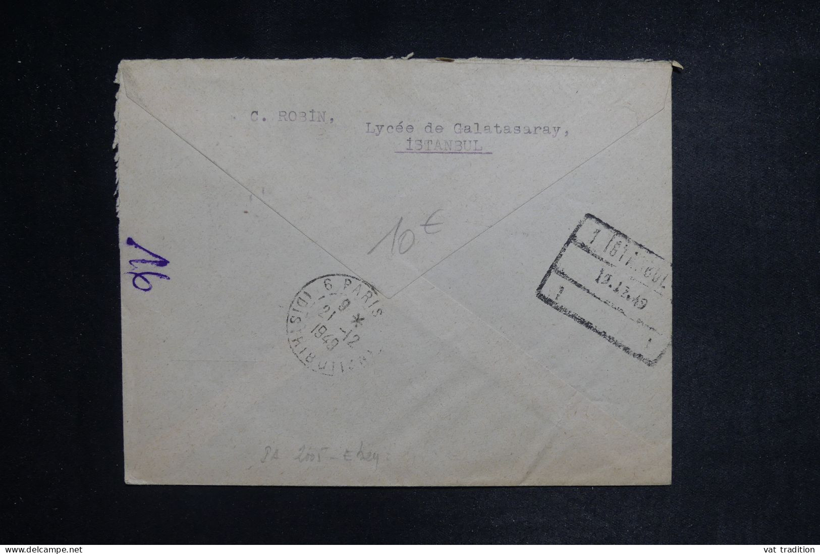 TURQUIE - Lettre Recommandée Par Avion > Paris - 1949 - M 1208 - Storia Postale