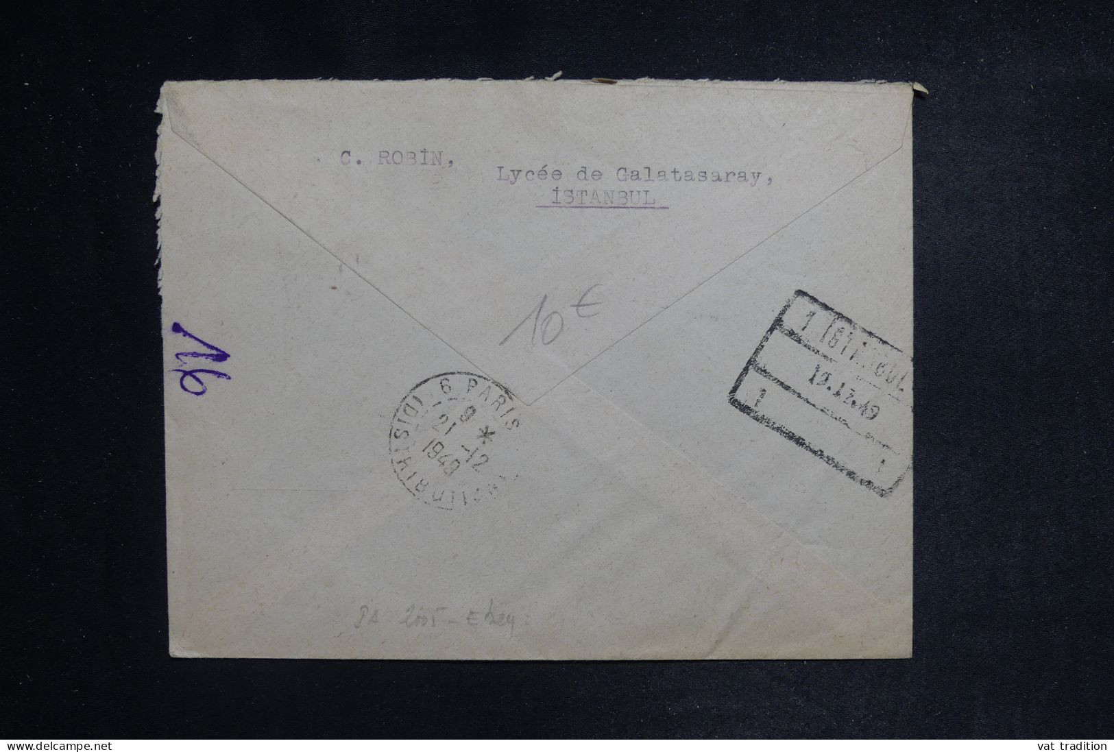 TURQUIE - Lettre Recommandée Par Avion > Paris - 1949 - M 1208 - Covers & Documents