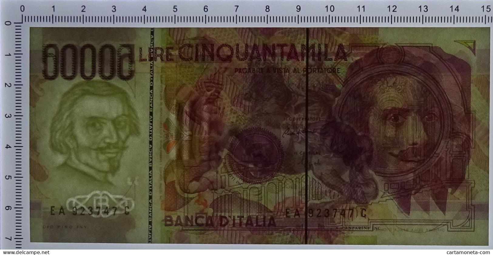 50000 LIRE GIAN LORENZO BERNINI II TIPO LETTERA A 27/05/1992 FDS - Otros & Sin Clasificación