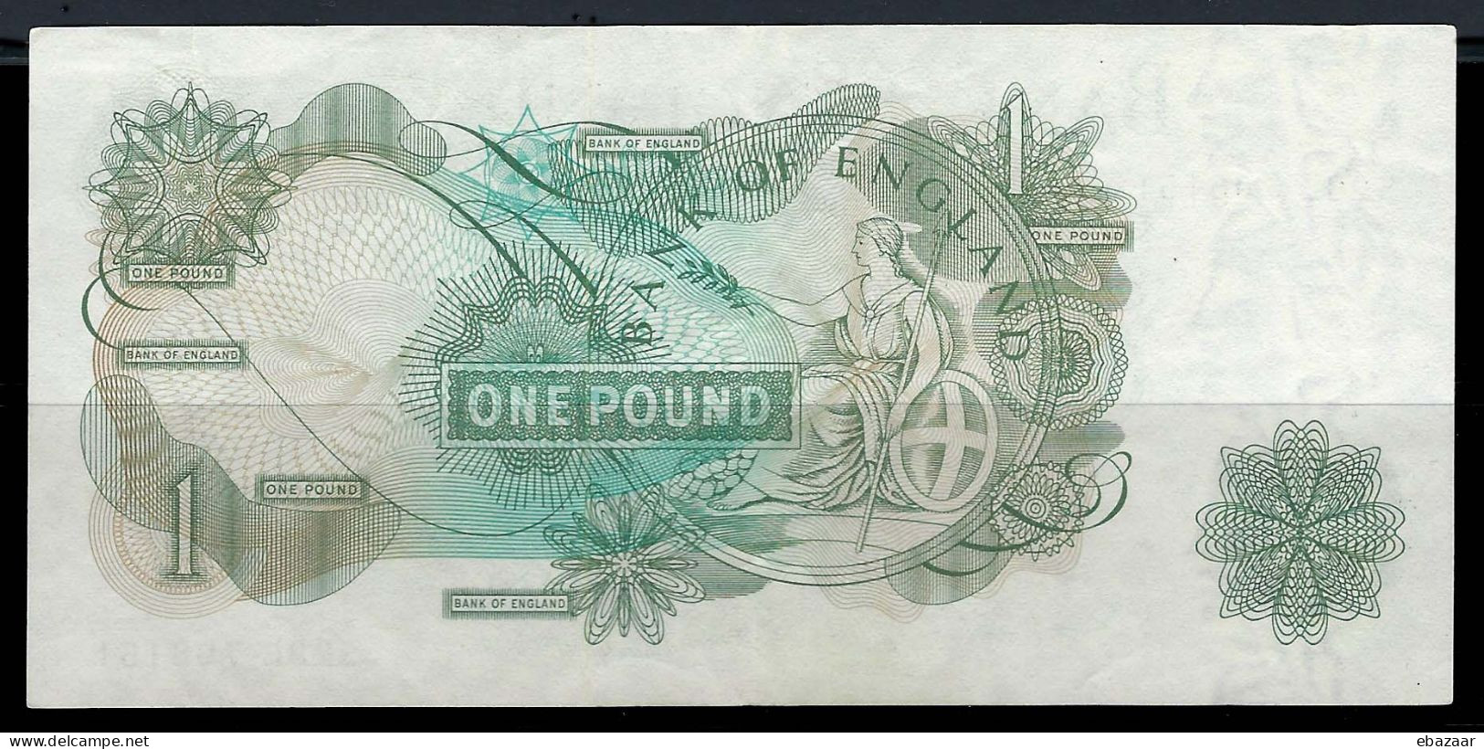 Great Britain 1960-1977 Bank Of England 1 Pound Banknote P-374e Sign. J. S. Fforde XF - AUNC - 1 Pound