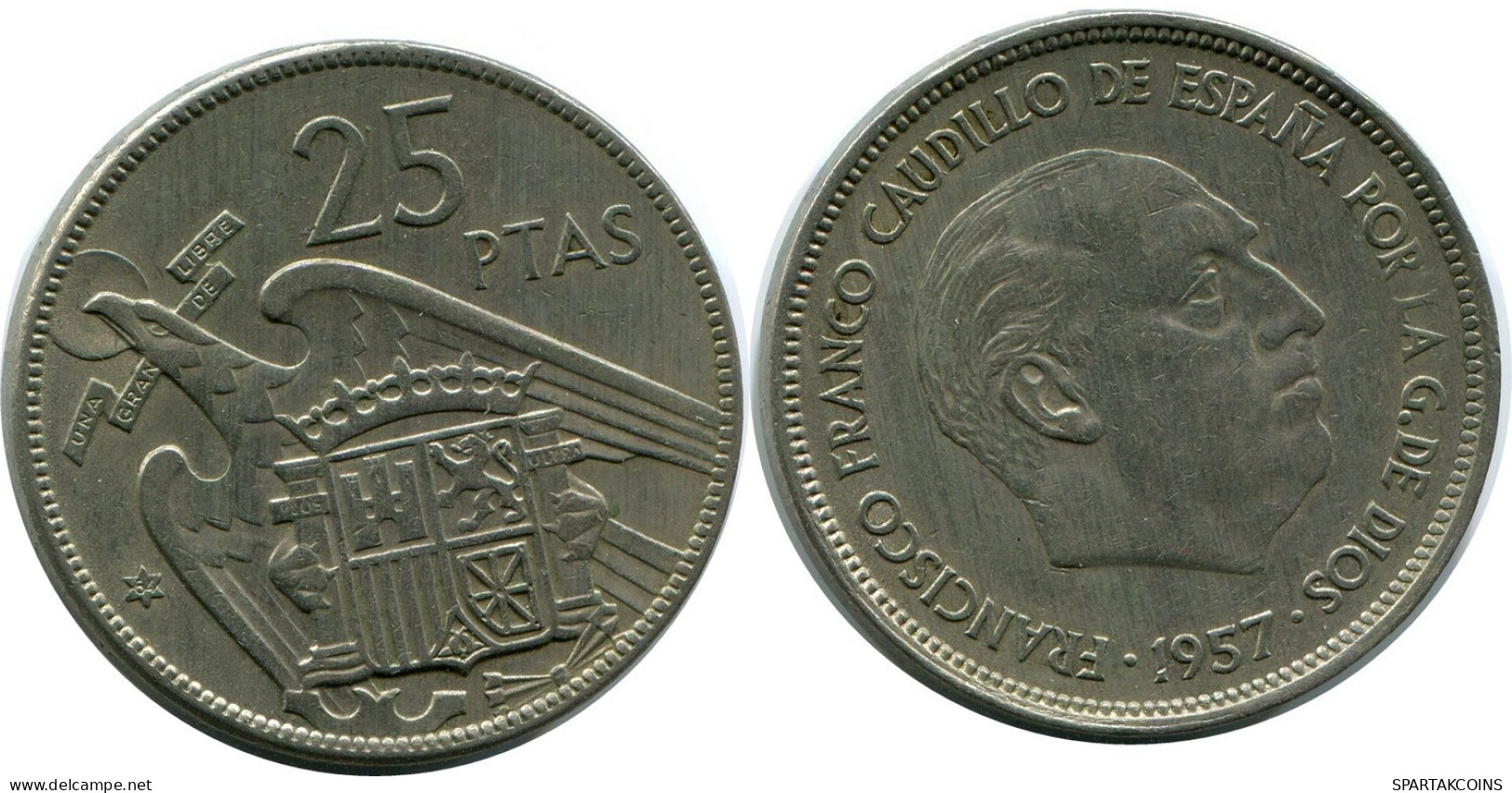 25 PESETAS 1957 ESPAÑA Moneda SPAIN #AR182.E.A - 25 Pesetas
