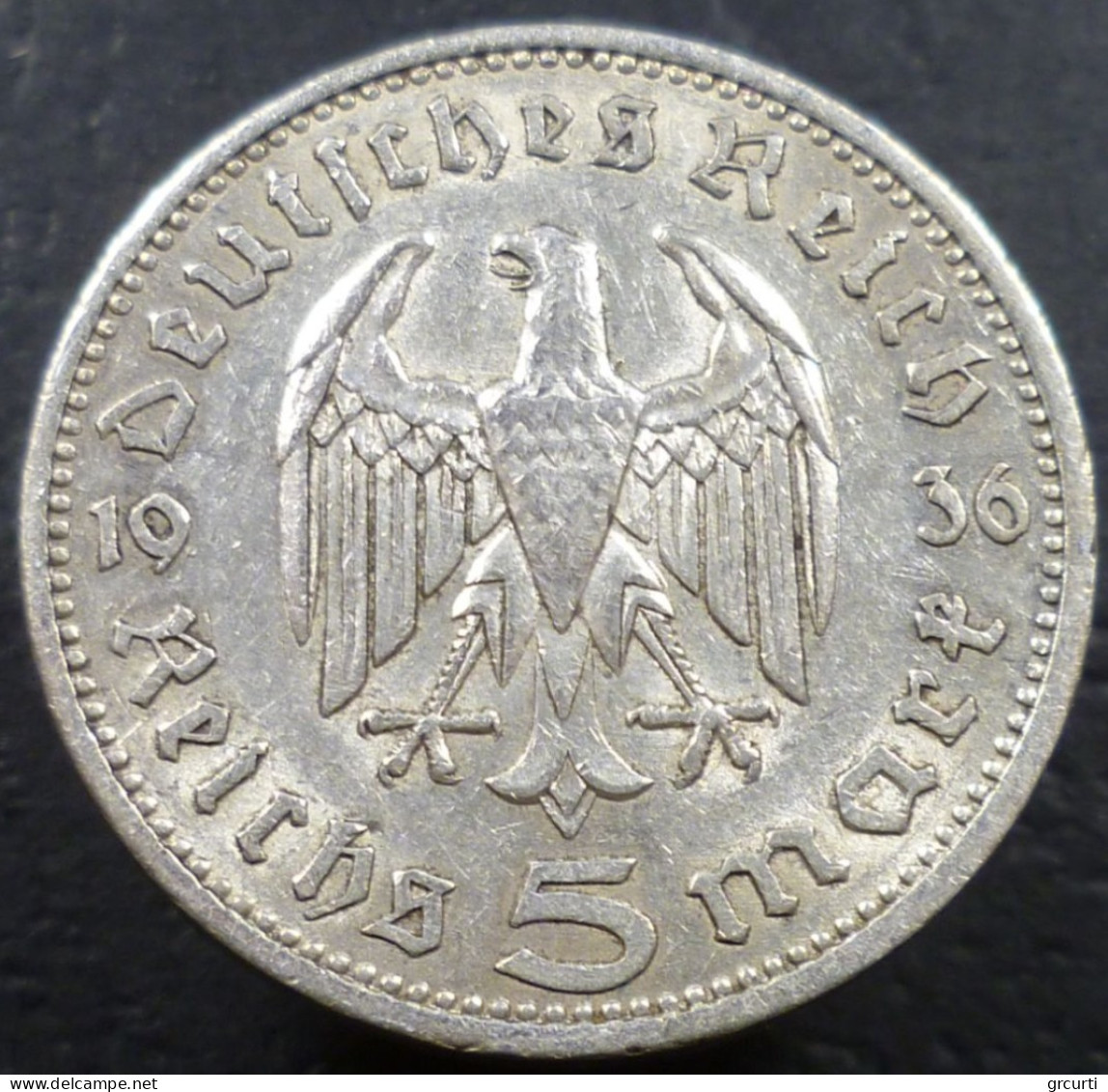 Germania - 5 Reichsmark 1936 A - Paul Von Hindenburg/Aquila Senza Svastica - KM# 86 - 5 Reichsmark