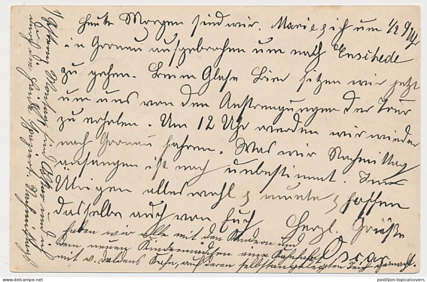Trein Kleinrondstempel Zwolle - Enschede C 1891 - Cartas & Documentos