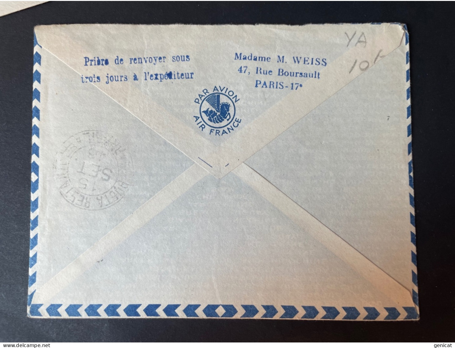 Lettre Recommandé Par Avion 1946 Paris Rio De Janeiro 1er Service Hebdomadaire - 1927-1959 Brieven & Documenten