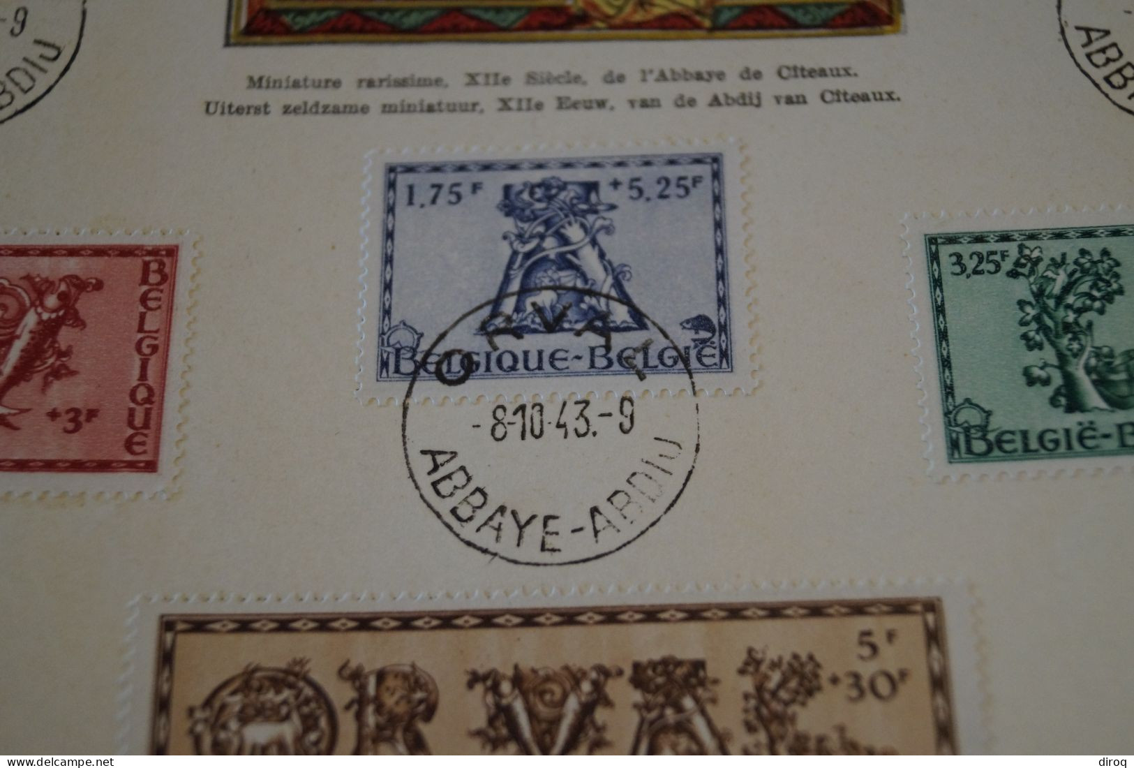 ORVAL 1943 ,grande Feuille Avec 6 Timbres,1 Er Jour, N° 12612,superbe état De Collection,Mint - ....-1951
