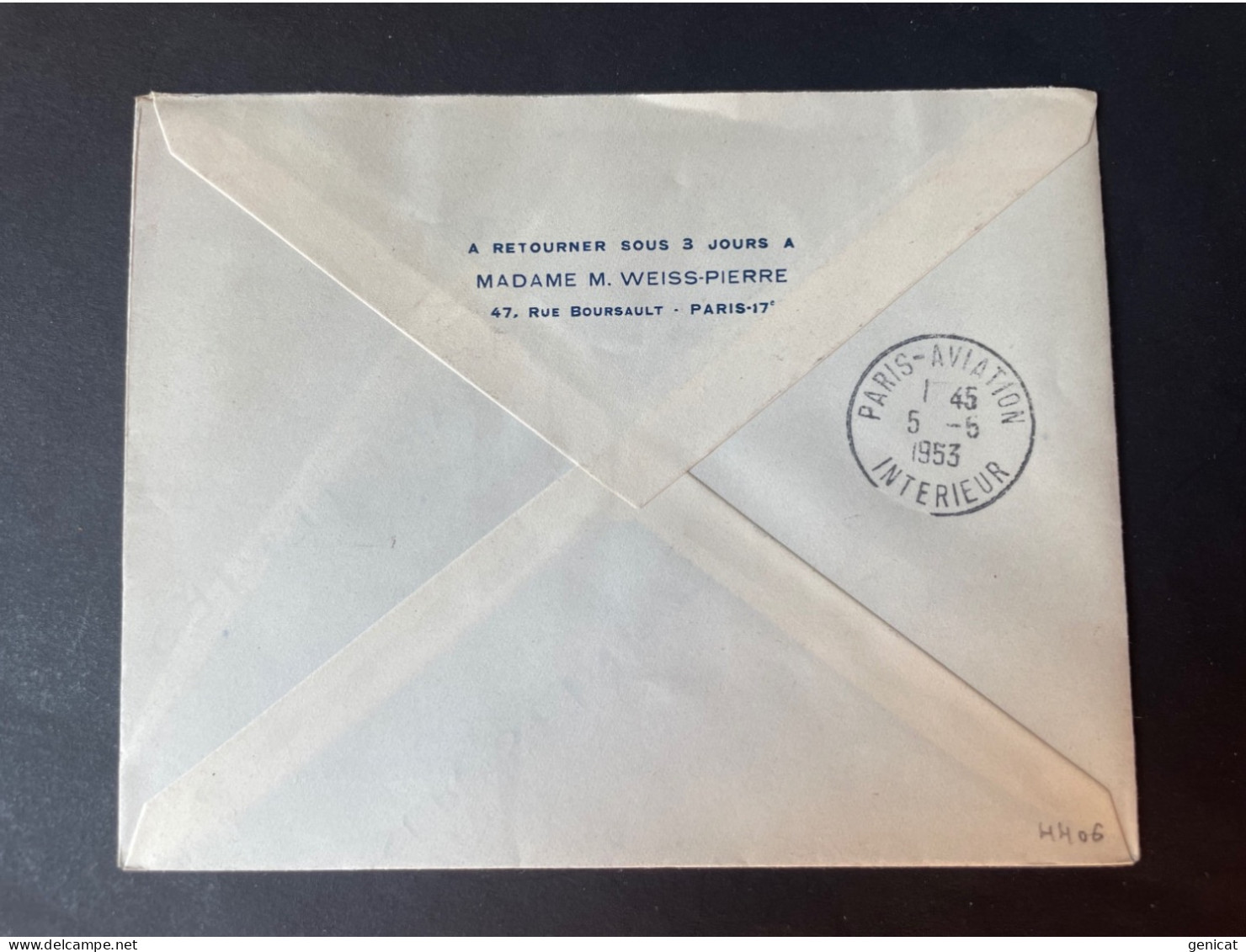 Lettre Par Avion Via Air France Montpellier Paris 1953 Liaison Postale De Nuit - 1927-1959 Briefe & Dokumente