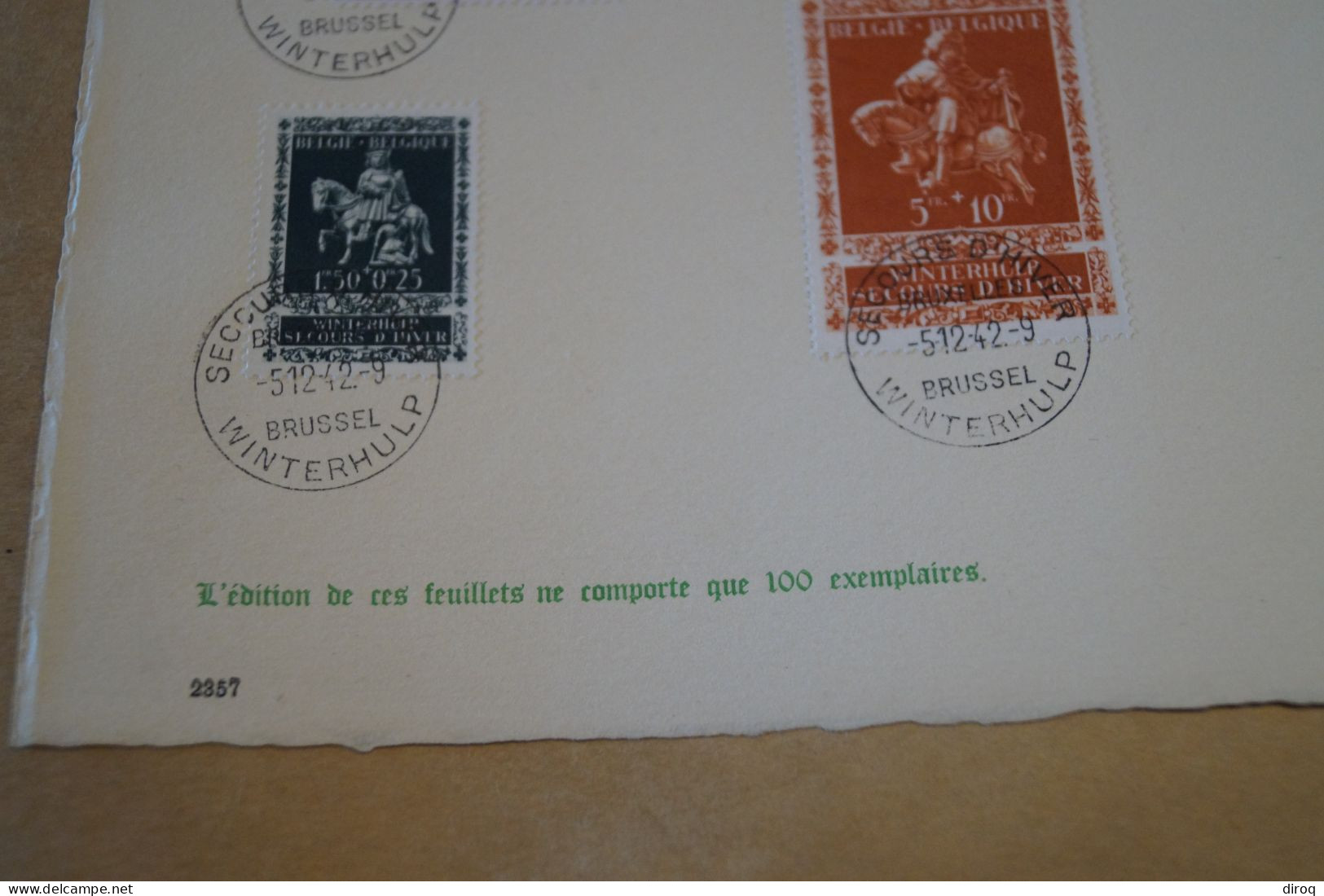 RARE Exemplaire 100/100,Secours D'Hivers,grande Feuille ,superbe état De Collection,Mint - ....-1951