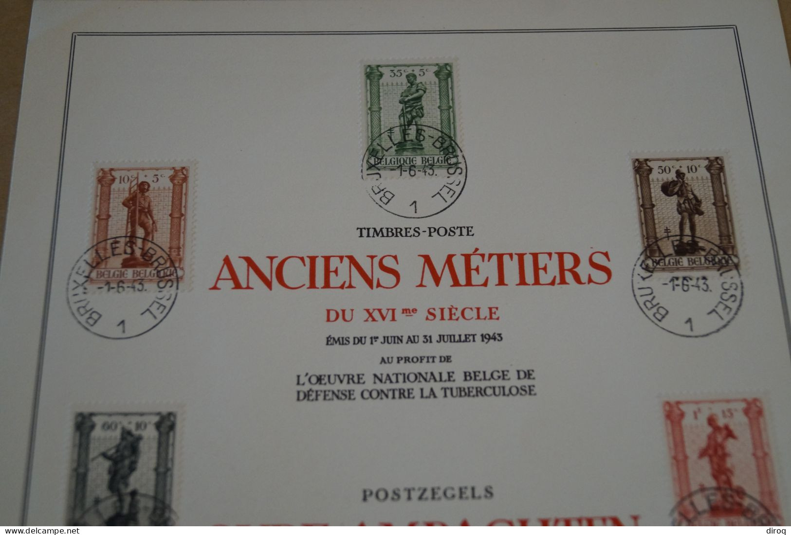 Anciens Métiers Du XVI Iem Siècle, 1943,grande Feuille ,superbe état De Collection,Mint - ....-1951