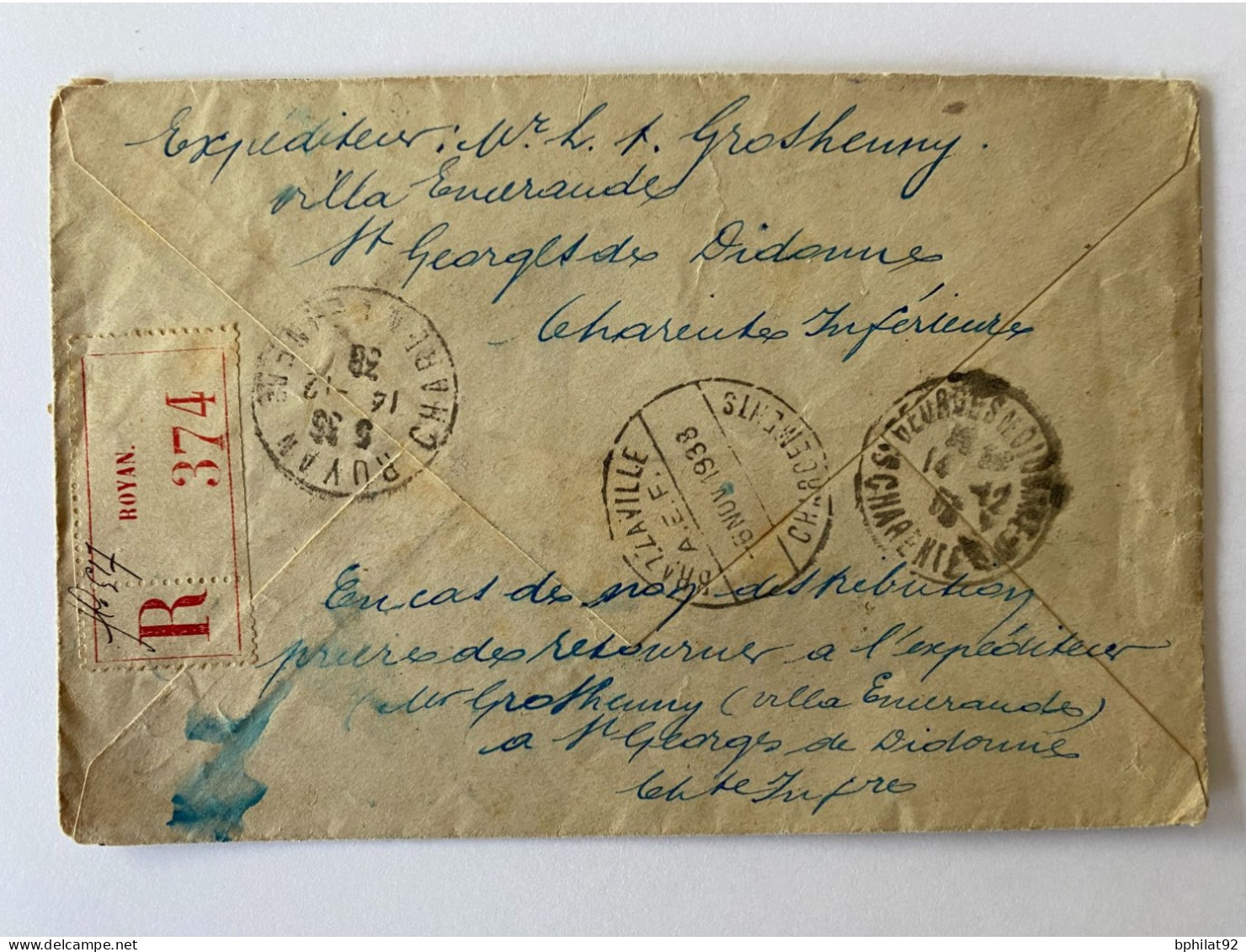 !!! ALGÉRIE, PLI AÉRIEN RECO DE 1938, 1ER COURRIER BI-HEBDO. ALGER-BRAZZAVILLE VIA AIR AFRIQUE. RETOUR À L'ENVOYEUR. - Posta Aerea