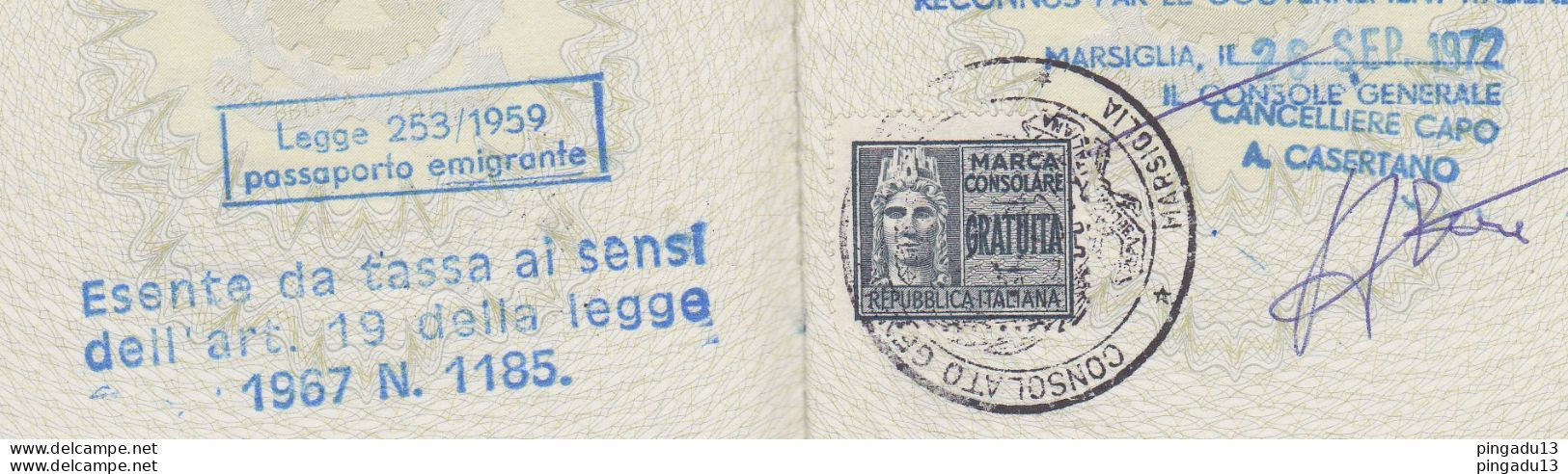 Fixe Passaporto Residente In Tunisia Marca Consolare Gratuita Concessione Gratuita Del Passaporto 14 Mai 1963 Tunis - Steuermarken