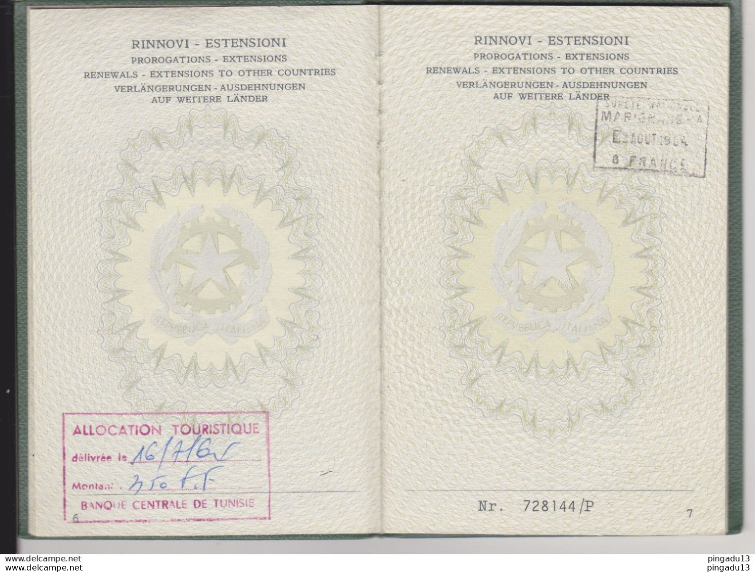 Fixe Passaporto Residente in Tunisia Marca consolare gratuita Concessione gratuita del passaporto 14 mai 1963 Tunis