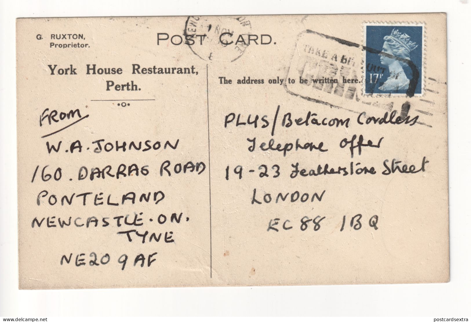 Perth - York House Restaurant, Log Room - 1950's Or 60's Scotland Postcard - Perthshire