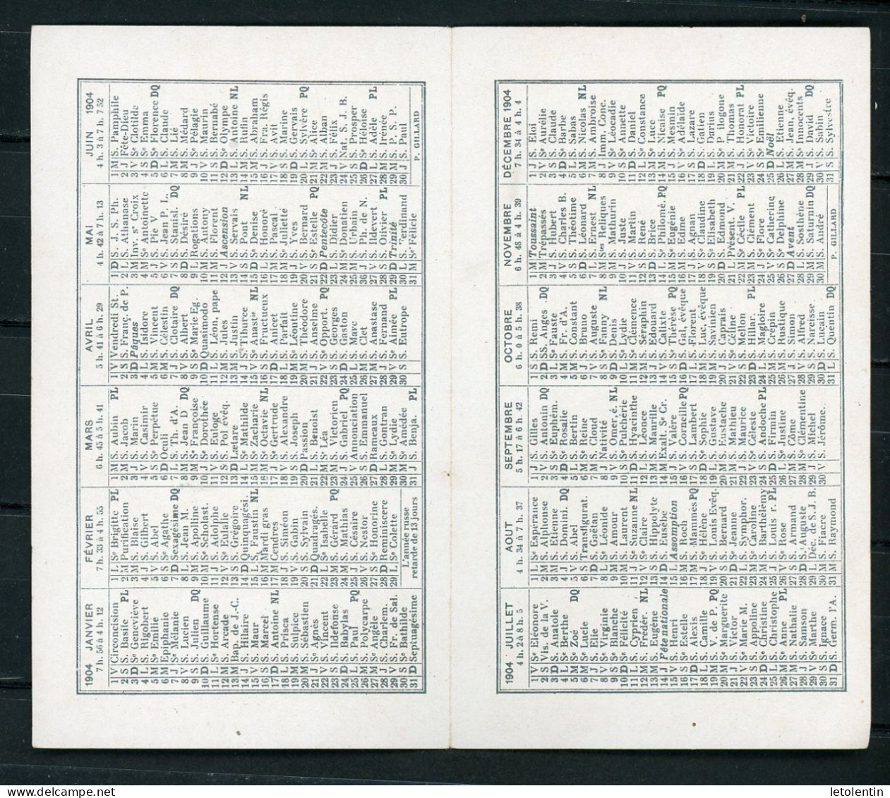 PETIT CALENDRIER RELIGIEUX DE 1901 - 2 FEUILLETS DE 7X12 CM - - Petit Format : 1901-20