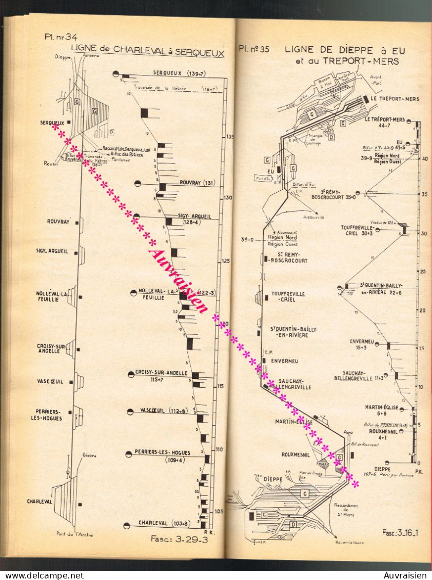 S.N.C.F Région de l'Ouest Chemins de Fer et Gares...120 Planches environs... Format 15 cm X 36 cm... 1957 ...