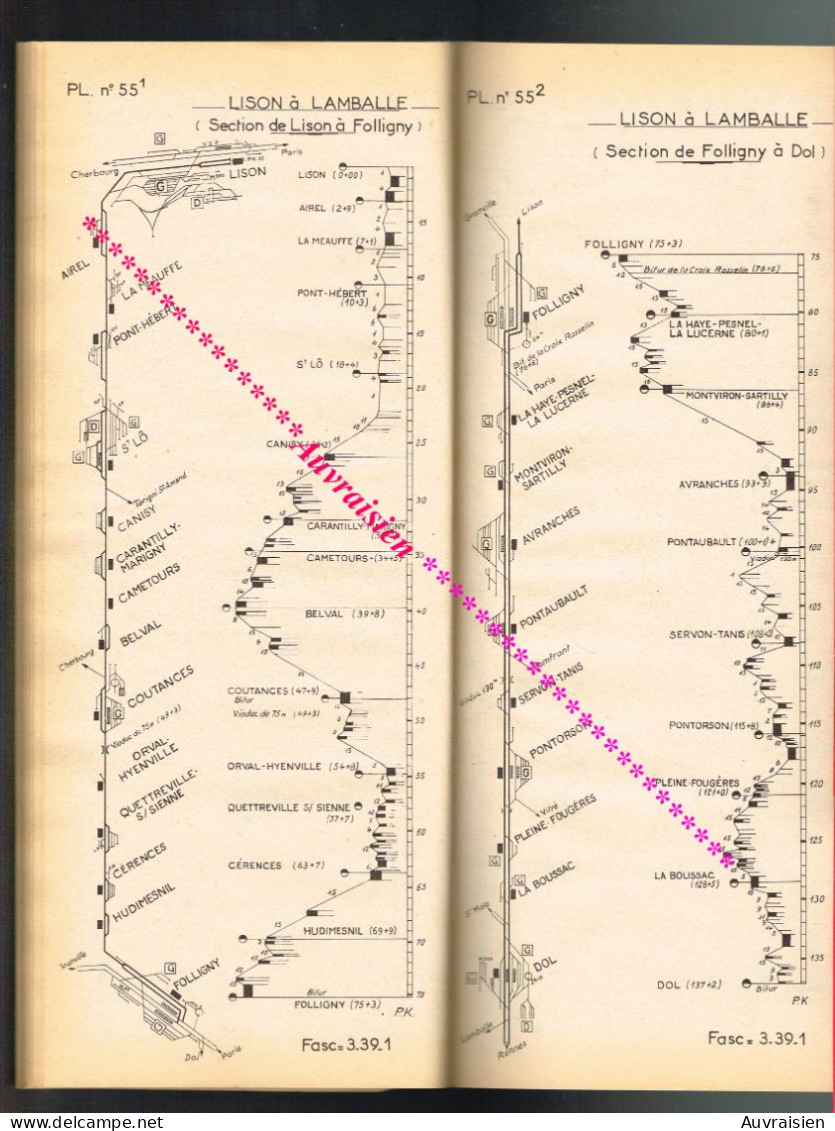 S.N.C.F Région de l'Ouest Chemins de Fer et Gares...120 Planches environs... Format 15 cm X 36 cm... 1957 ...