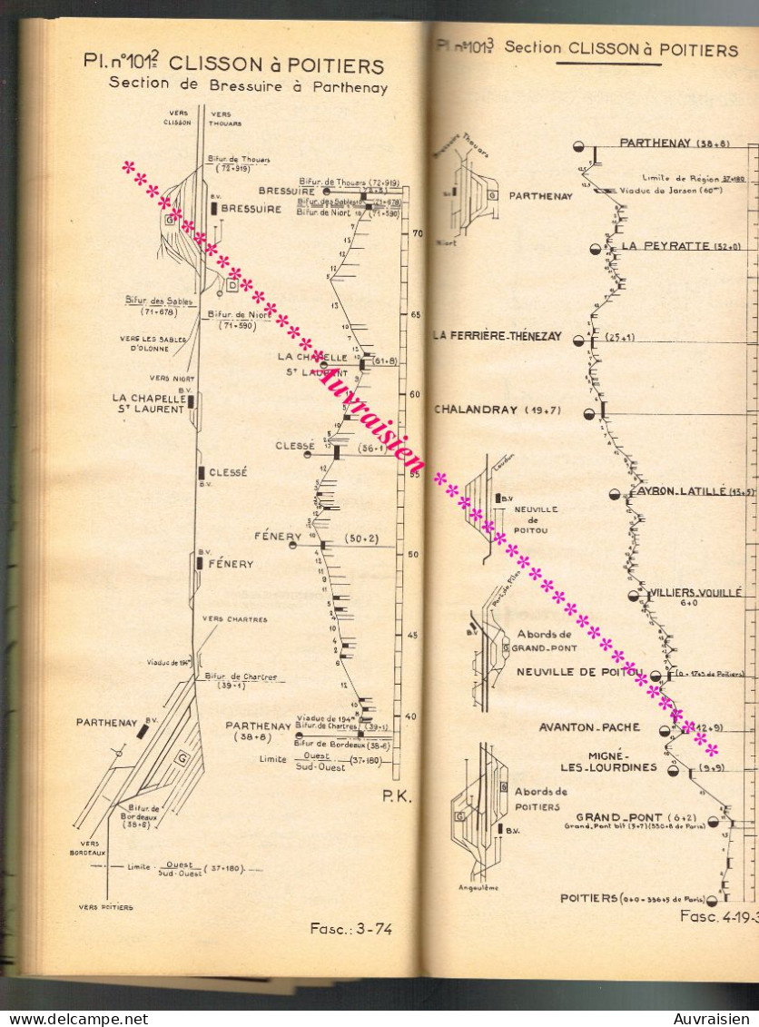 S.N.C.F Région de l'Ouest Chemins de Fer et Gares...120 Planches environs... Format 15 cm X 36 cm... 1957 ...