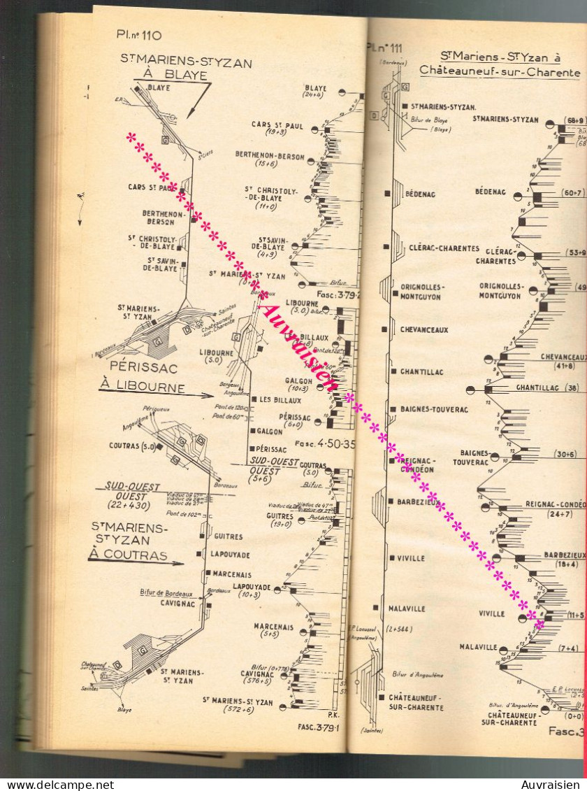 S.N.C.F Région de l'Ouest Chemins de Fer et Gares...120 Planches environs... Format 15 cm X 36 cm... 1957 ...