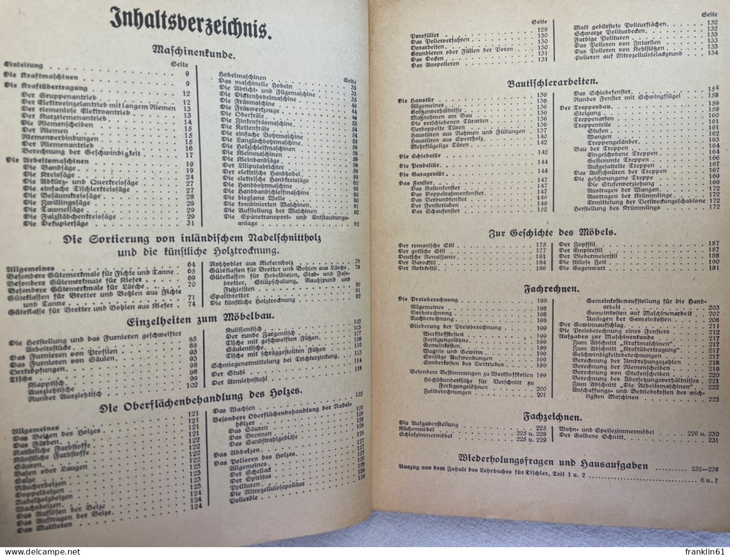 Lehrbuch Für Tischler; Teil 3., Mit 291 Textabbildungen Und 9 Bildtafeln. - Bricolage