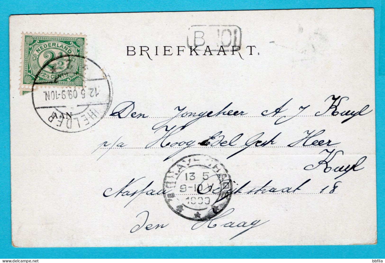 NEDERLAND Prentbriefkaart Hr. M.S. Marnix 1909 Den Helder - 's Gravenhage - Den Helder