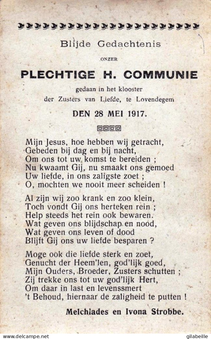  LOVENDEGEM - Fotokaart - PLECHTIGE H. COMMUNIE -  Den 28 Mei 1917 - Lovendegem