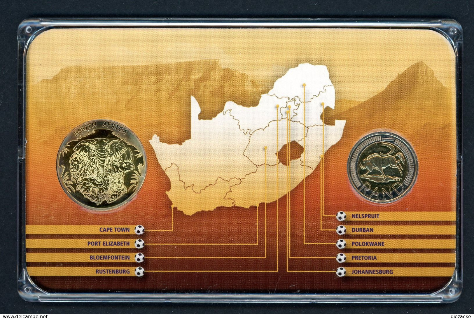 Südafrika 2010 Gedenkset "Johannesburg" Medaille Und Münze In Hartbox (M4367 - Altri – Africa