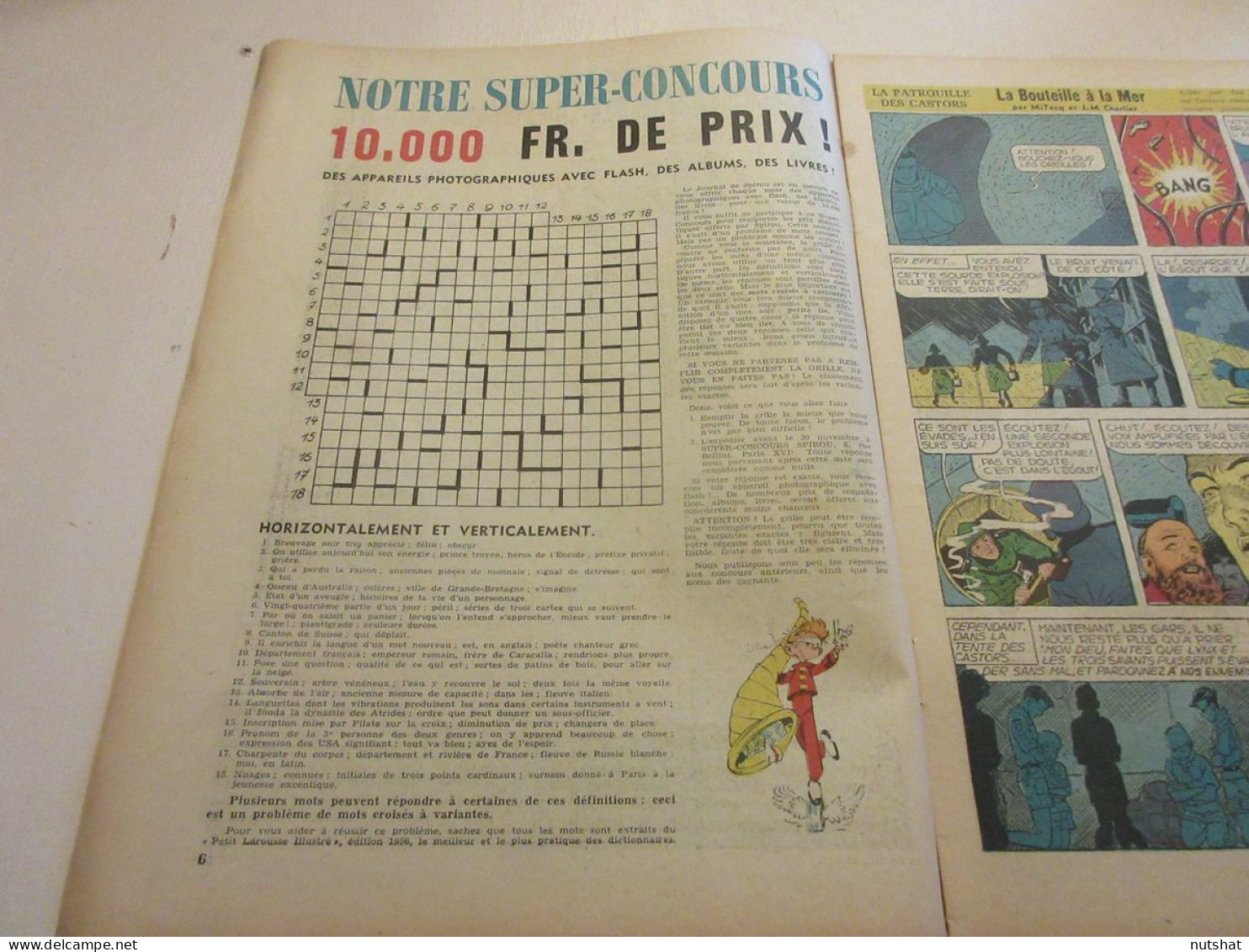 SPIROU 1022 14.11.1957 SUPER CONCOURS VOILE Le VAURIEN TENNIS Pierre DARMON      - Spirou Magazine