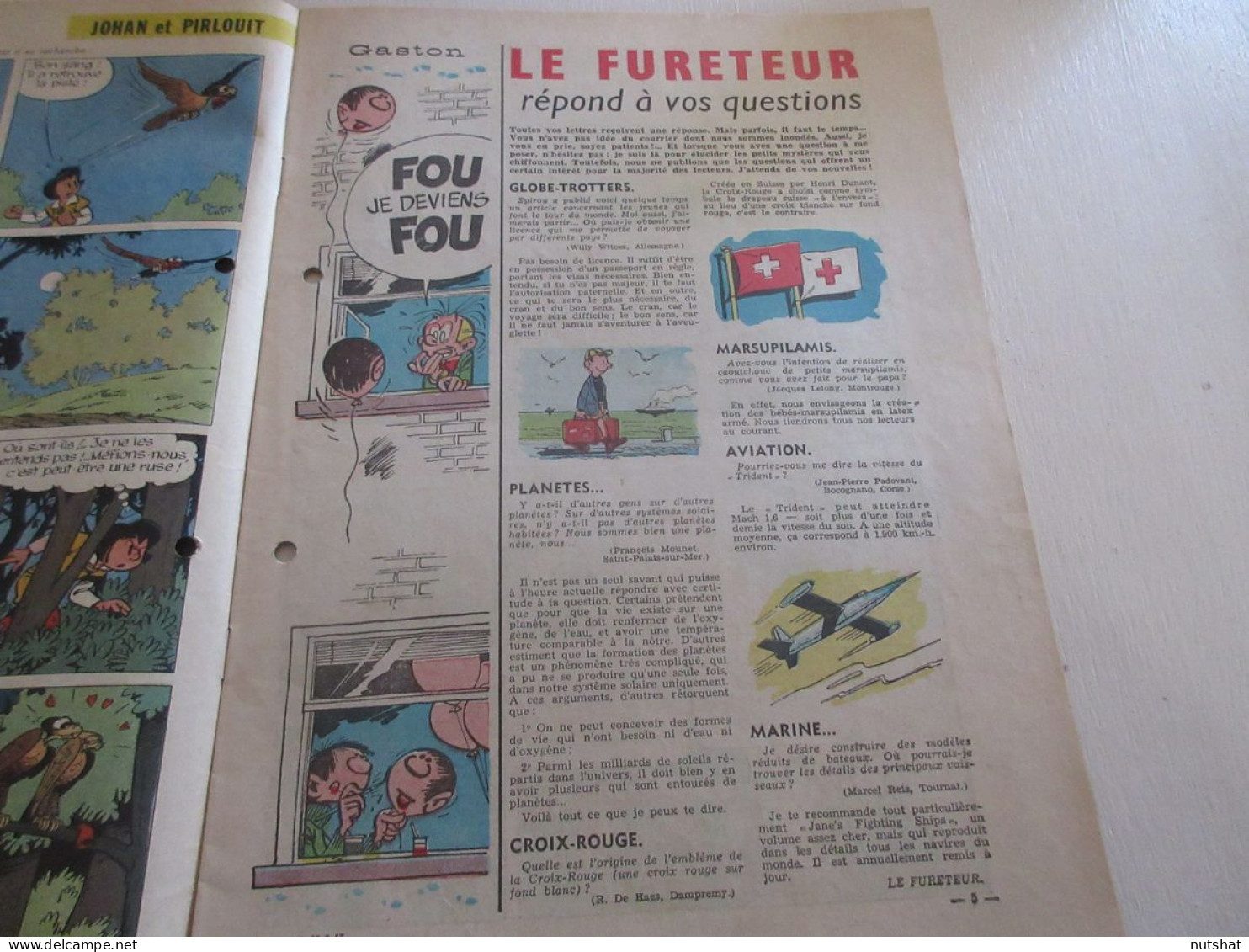 SPIROU 1013 P 12.09.1957 CINEMA TARZAN Murray ROSE Le RATON LAVEUR               - Spirou Magazine