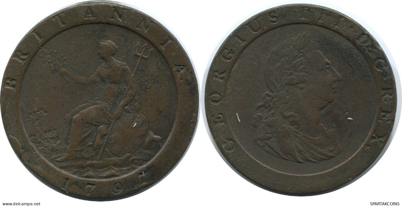 2 PENCE 1797 UK GRANDE-BRETAGNE GREAT BRITAIN Pièce #AE795.16.F.A - D. 2 Pence