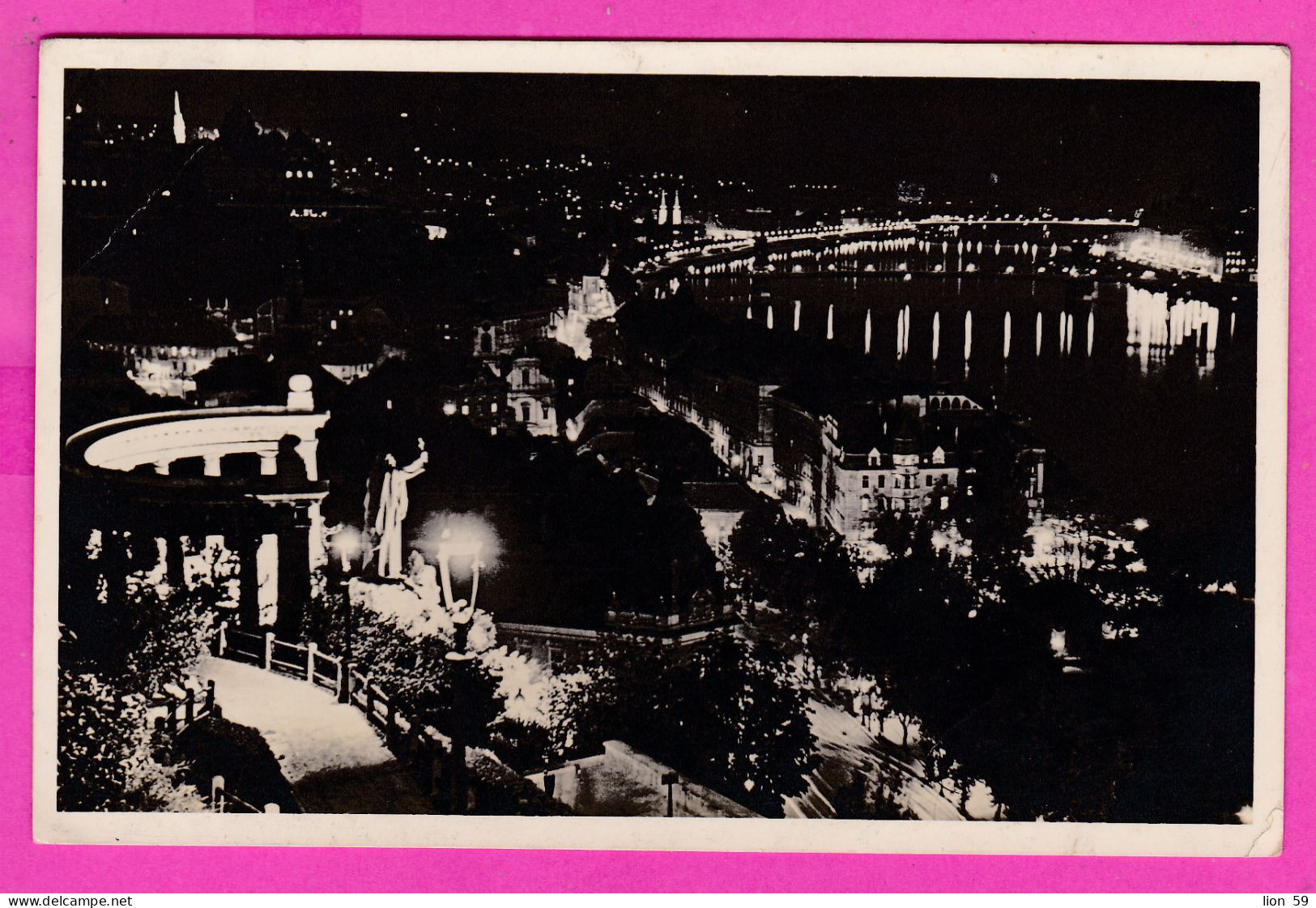 294569 / Hungary - Budapest - St. Gerhard Memorial Illuminated Night PC 1939 USED 20 F. Franz Liszt (1811-1886) Composer - Covers & Documents