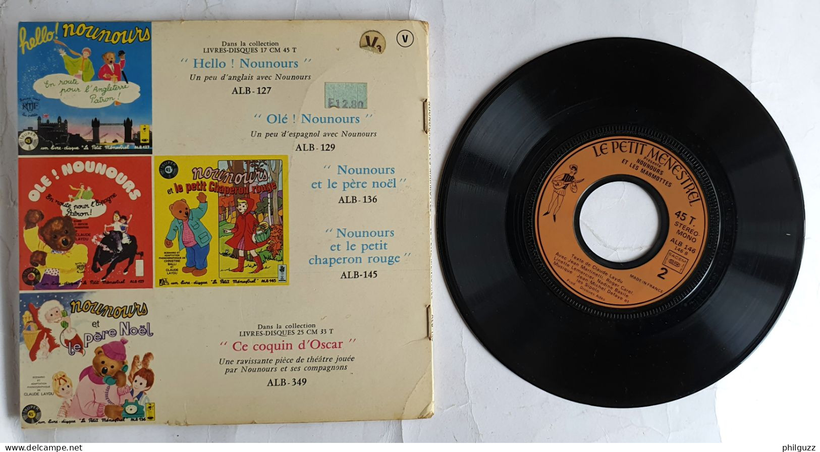 Livre Disque Vinyle 45 Tours NOUNOURS ET LES MARMOTTES - Claude Laydu ALB-146 1976 (1) - Collectors
