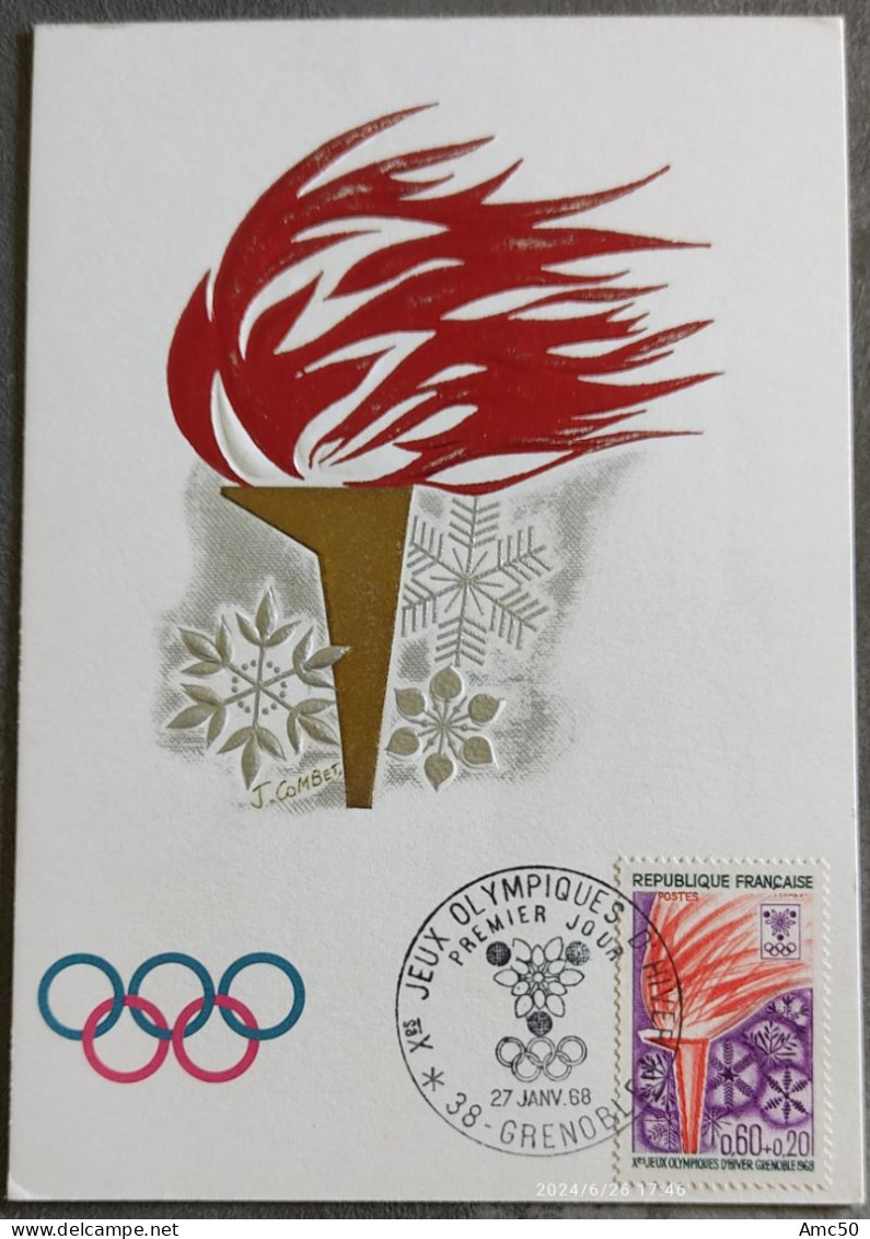 3 CP JO Jeux Olympiques D'Hiver 1968 Et 1992 Flamme Cachet Timbre Premier Jour - Olympische Spelen
