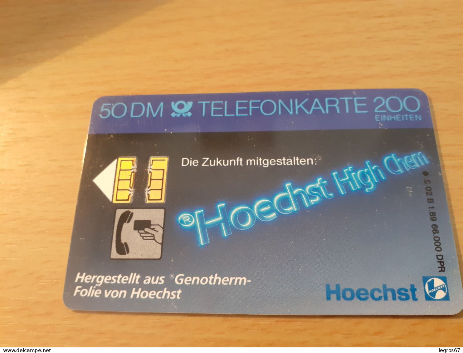 ALLEMAGNE TELEFONKARTE 50 DM -  HOECHST HIGH CHEM  - 01/89 - [2] Mobile Phones, Refills And Prepaid Cards