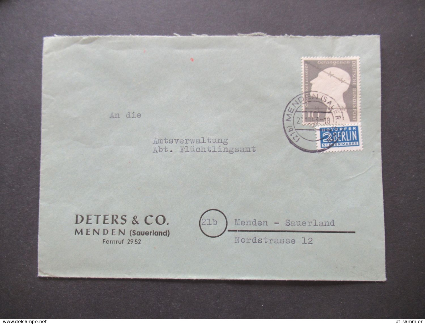 BRD 1953 Deutsche Kriegsgefangene Mi.Nr.165 Belegeposten mit 18 Stück EF / MeF interessanter Stöberposten!