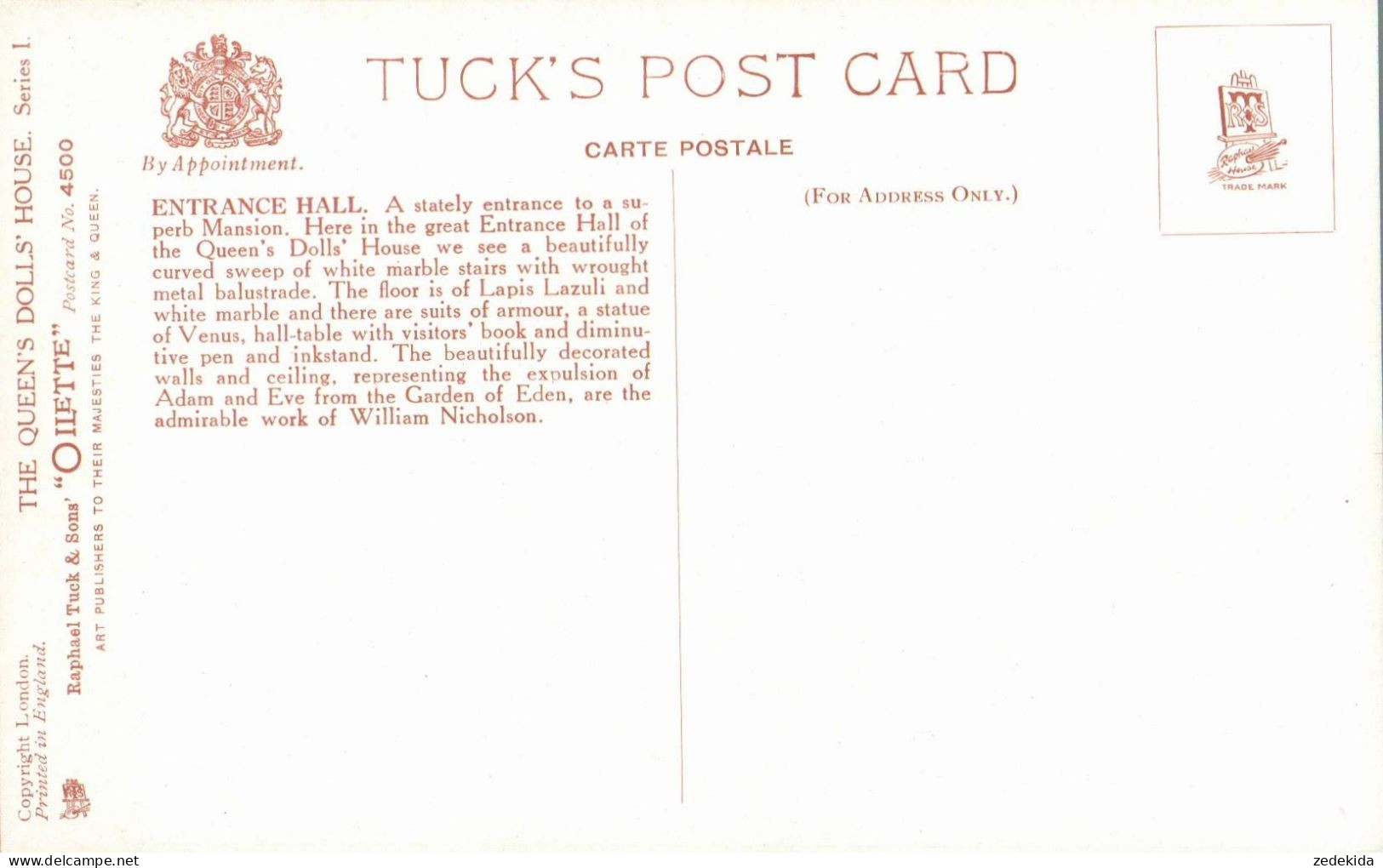 H3835 - TOP Windsor Castle - Queen Mary’s Dolls’ House - Puppenstube - Oilette Raphael Tuck & Sons - Windsor Castle